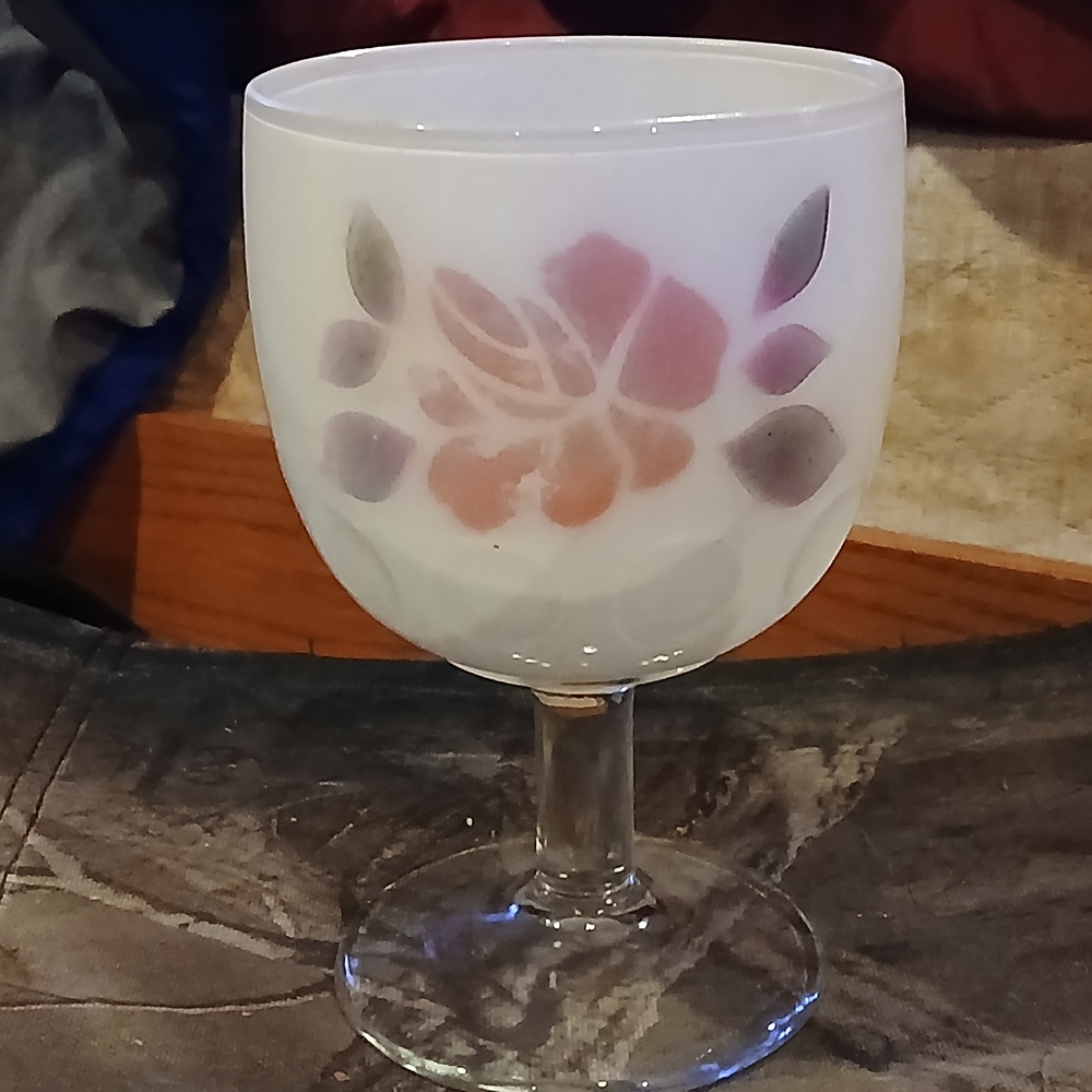 Floral Frosted Glass Goblet